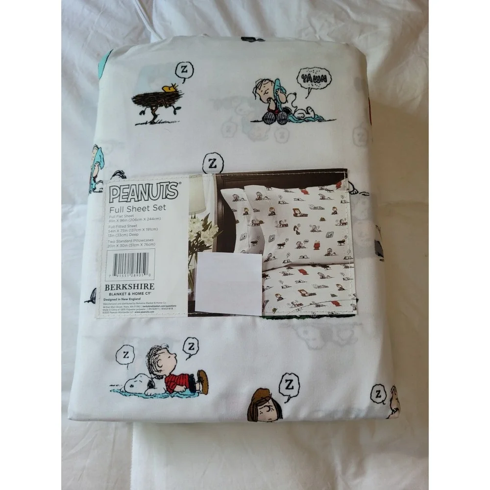 Peanuts Snoopy FULL Bed Sheet Set Woodstock Charlie Brown Linus Peppermint Patty